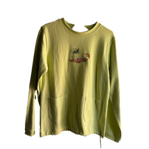 Cruise Wear light Green Long Sleeve Women's Top with embroidery on beach